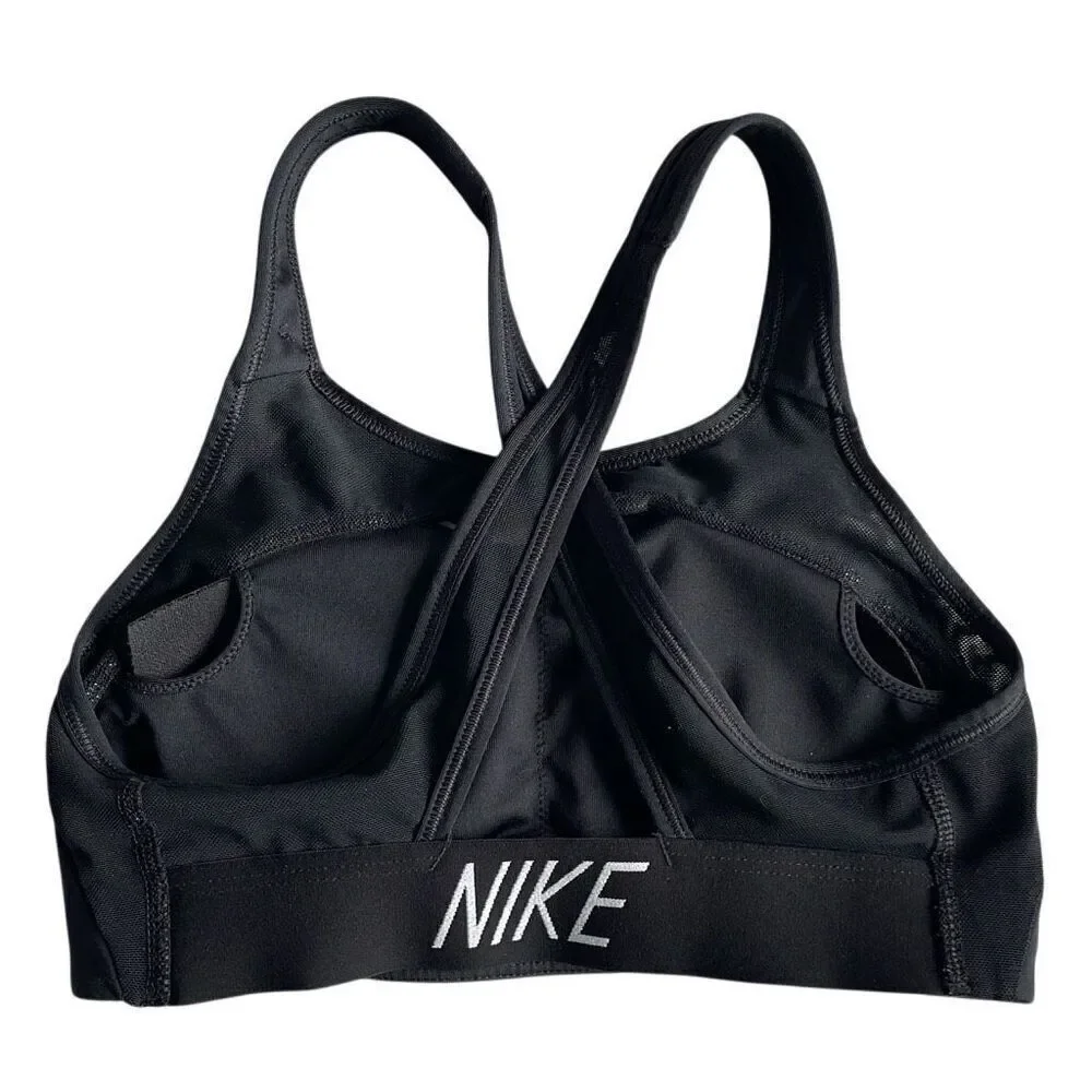 EUC! Nike Black Sports Bra Cut w/ Cut Out, Mesh Trim, Cross Back - Size XS